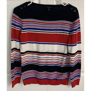 Talbots Shirt Sweater Women’s M Nautical Coastal Striped Pullover Patriotic